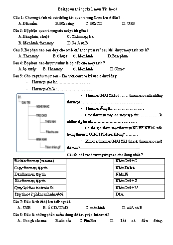 Bài tập ôn thi học kì 1 môn Tin học Lớp 4