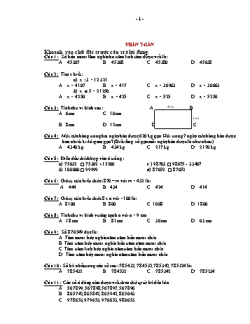 210 Câu trắc nghiệm Toán Lớp 4 (Có đáp án)