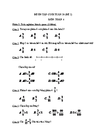 Đề kiểm tra bài tập cuối tuần học kì 2 Toán Lớp 4 - Tuần 20 - Đề 2