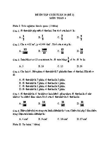 Đề ôn tập cuối tuần Toán Lớp 4 - Tuần 29 - Đề 3