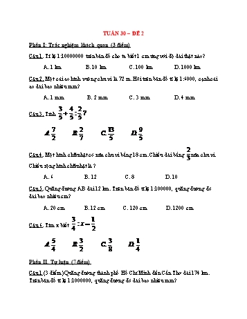 Đề ôn tập cuối tuần Toán Lớp 4 - Tuần 30 - Đề 2