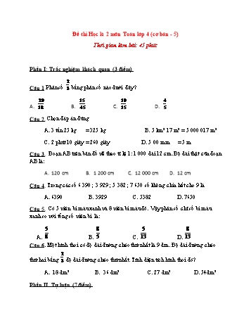 Đề thi học kì 2 Toán Lớp 4 (Cơ bản) - Đề 5