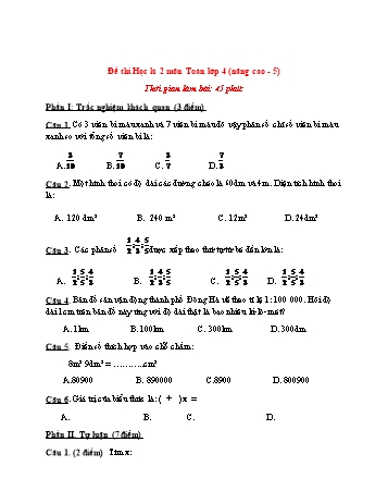 Đề thi học kì 2 Toán Lớp 4 (Nâng cao) - Đề 5