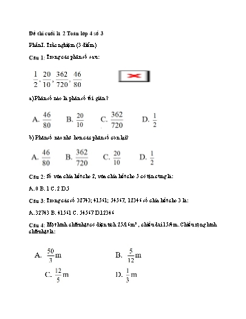 Kiểm tra cuối học kì 2 Toán Lớp 4 - Đề số 3 (Có đáp án)