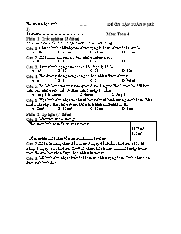Đề ôn tập Toán Lớp 4 - Tuần 9 - Đề 1