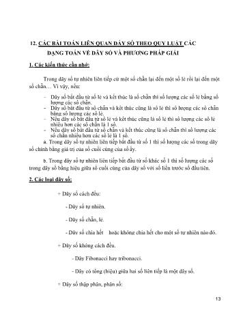 Các dạng toán Lớp 4 - Dạng toán: Dãy số theo quy luật