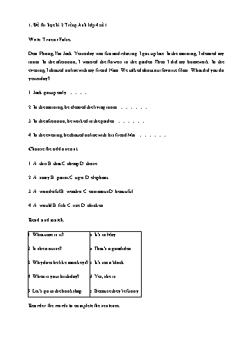 3 Đề thi học kì 2 Tiếng Anh Lớp 4 (Có đáp án)