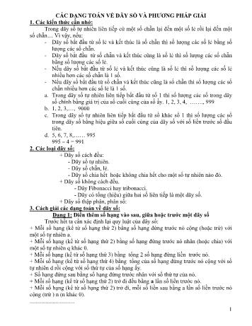Chuyên đề Toán Lớp 4 - Chuyên đề: Các bài toán về dãy số và phương pháp giải