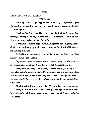 Đề ôn luyện Tiếng Việt Lớp 4 - Đề 16