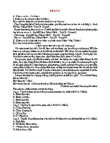 Đề thi cuối học kì 1 Tiếng Việt Lớp 4 - Đề số 10