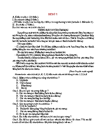 Đề thi giữa học kì 1 Tiếng Việt Lớp 4 - Đề số 7
