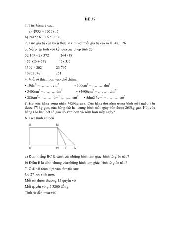 Đề thi học kì 1 Toán 4 - Đề 37 (Có đáp án)