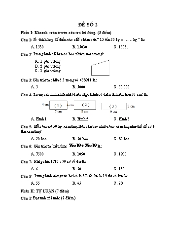 Đề thi học kì 1 Toán 4 - Đề số 2