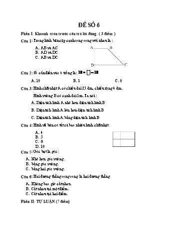 Đề thi học kì 1 Toán 4 - Đề số 6