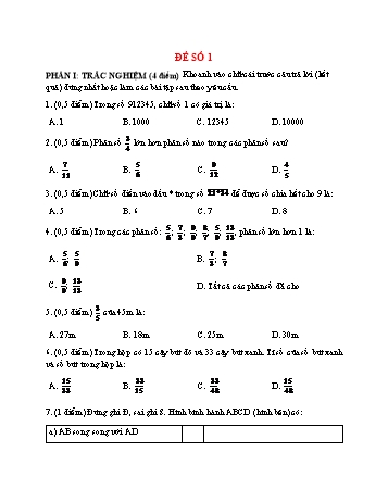Đề thi học kì 2 Toán 4 - Đề số 1