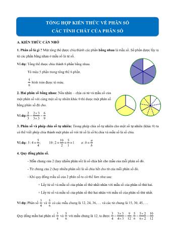 Tổng hợp kiến thức ôn thi giữa kì 2 Toán Lớp 4 - Phân số. Các tính chất của phân số