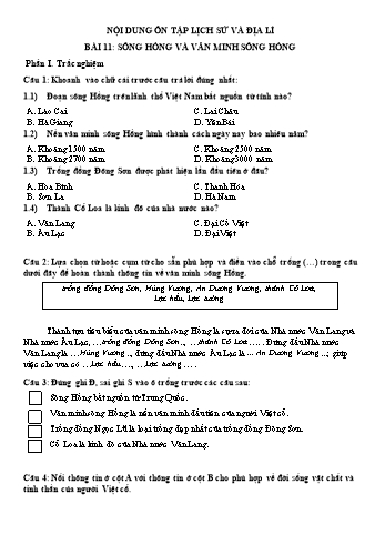 Đề cương ôn tập cuối học kì 1 môn Lịch sử & Địa lí Lớp 4 (Kết nối tri thức và cuộc sống) - Năm học 2023-2024 - Trường Tiểu học Phú Xuân