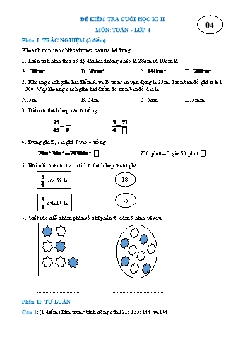 Đề kiểm tra cuối học kì II môn Toán Lớp 4 - Đề 4