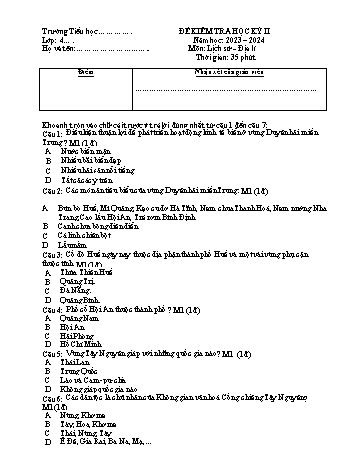 Đề kiểm tra học kỳ II môn Lịch sử & Đia lí Lớp 4 - Năm học 2023-2024 (Có đáp án)