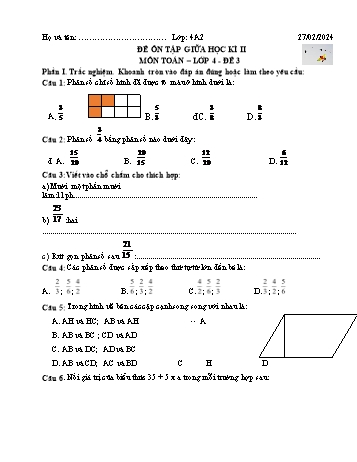 Đề ôn tập giữa học kì II môn Toán, Tiếng Việt Lớp 4 (Kết nối tri thức và cuộc sống) - Năm học 2023-2024 - Đề 2