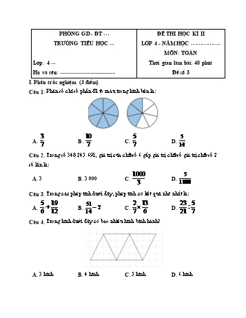 Đề thi học kì II môn Toán Lớp 4 (Kết nối tri thức và cuộc sống) - Năm học 2023-2024 - Đề số 3 (Có đáp án)