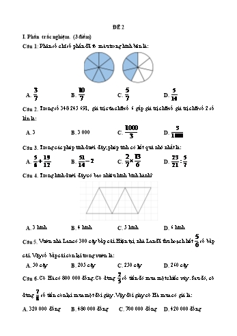 Đề kiểm tra học kì 2 môn Toán Lớp 4 - Năm học 2023-2024 - Đề 2