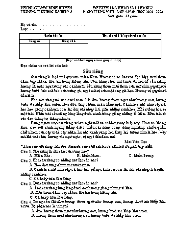 Đề kiểm tra khảo sát tháng 2 môn Tiếng Việt, Toán Lớp 4 - Năm học 2022-2023 - Trường Tiểu học Bá Hiến A (Có đáp án)